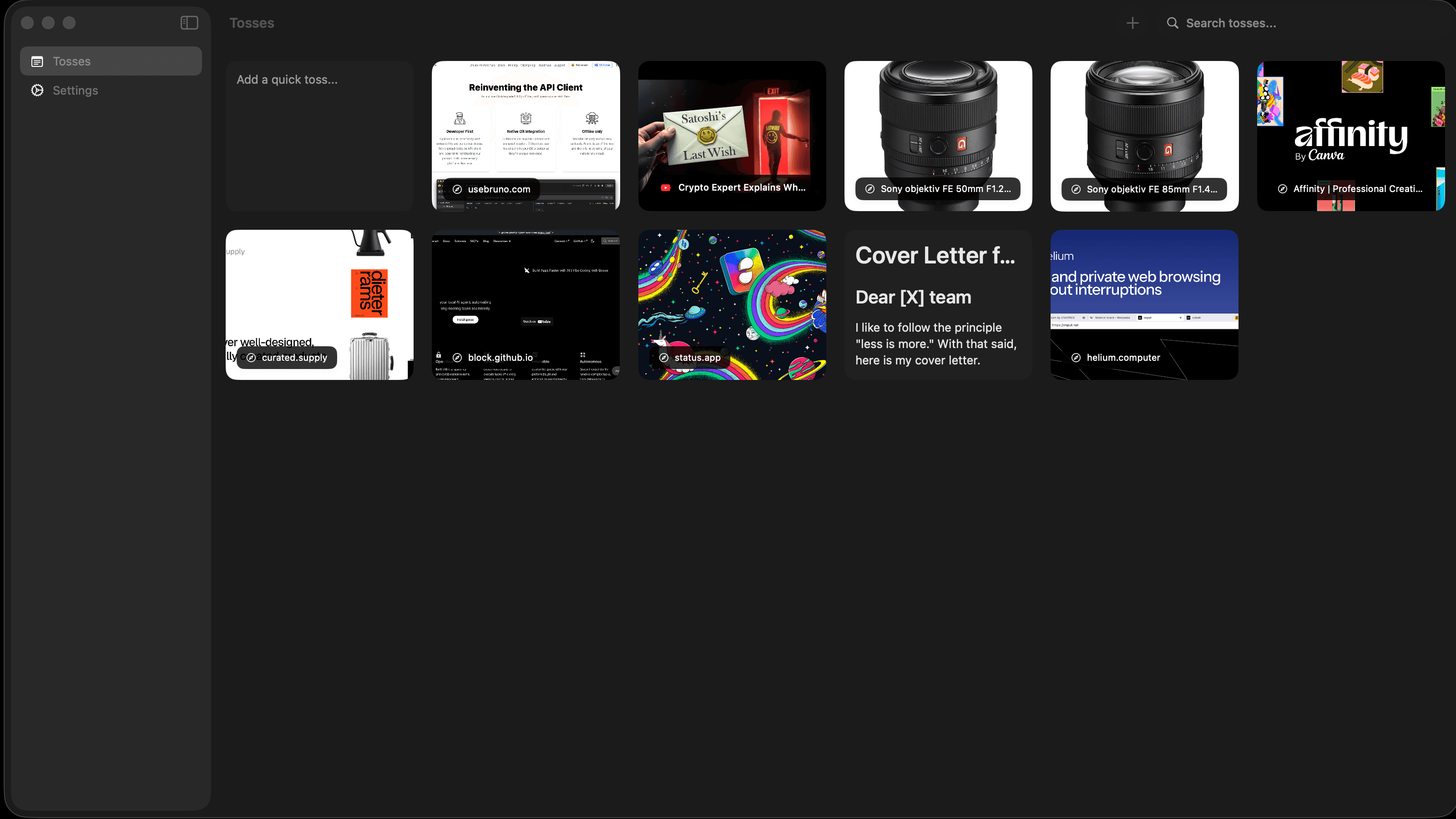 Tossinger screenshot